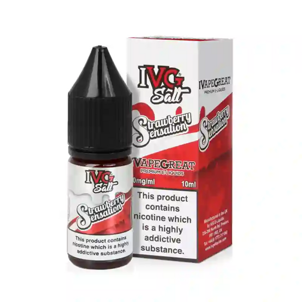 IVG Nic Salt E-Liquids Box of 10 Strawberry Sensation / 10mg Vape Liquids United Kingdom