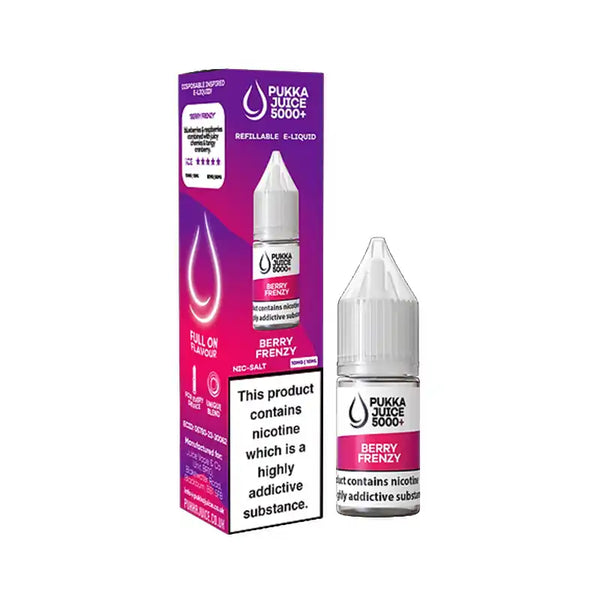 Pukka Juice 5000 + Nic Salt E-Liquids Box of 10 Berry Frenzy / 10mg Vape Liquids United Kingdom