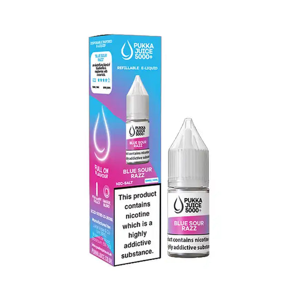 Pukka Juice 5000 + Nic Salt E-Liquids Box of 10 Blue Sour Razz / 10mg Vape Liquids United Kingdom