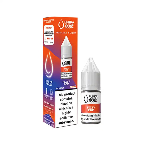 Pukka Juice 5000 + Nic Salt E-Liquids Box of 10 Fizzy Pop / 10mg Vape Liquids United Kingdom