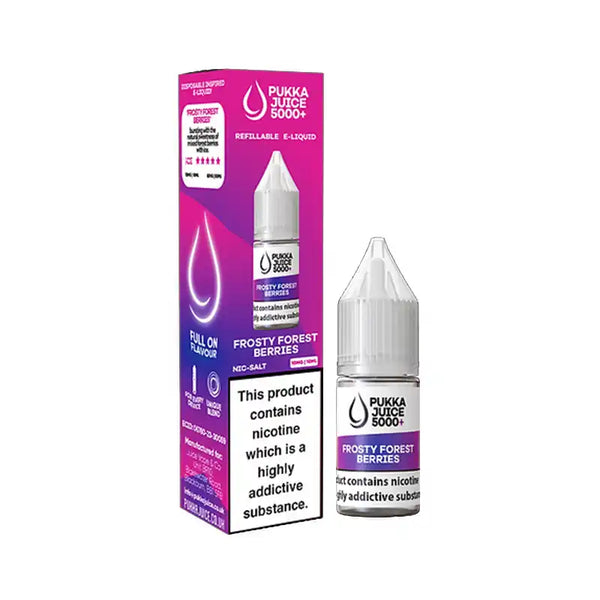 Pukka Juice 5000 + Nic Salt E-Liquids Box of 10 Frosty Forest Berries / 10mg Vape Liquids United Kingdom
