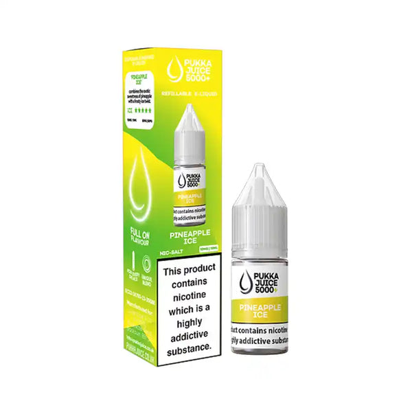 Pukka Juice 5000 + Nic Salt E-Liquids Box of 10 Pineapple Ice / 10mg Vape Liquids United Kingdom