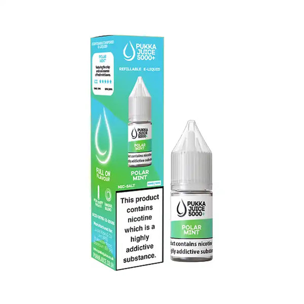 Pukka Juice 5000 + Nic Salt E-Liquids Box of 10 Polar Mint / 10mg Vape Liquids United Kingdom