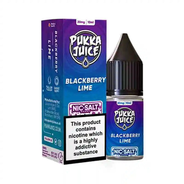 Pukka Juice Nic Salt E-Liquids Box of 10 Blackberry Lime / 10mg Vape Liquids United Kingdom