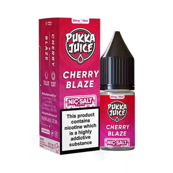 Pukka Juice Nic Salt E-Liquids Box of 10 Cherry Blaze / 10mg Vape Liquids United Kingdom