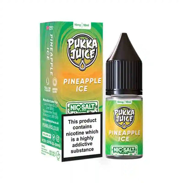 Pukka Juice Nic Salt E-Liquids Box of 10 Pineapple Ice / 10mg Vape Liquids United Kingdom