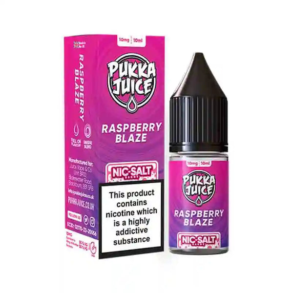 Pukka Juice Nic Salt E-Liquids Box of 10 Raspberry Blaze / 10mg Vape Liquids United Kingdom