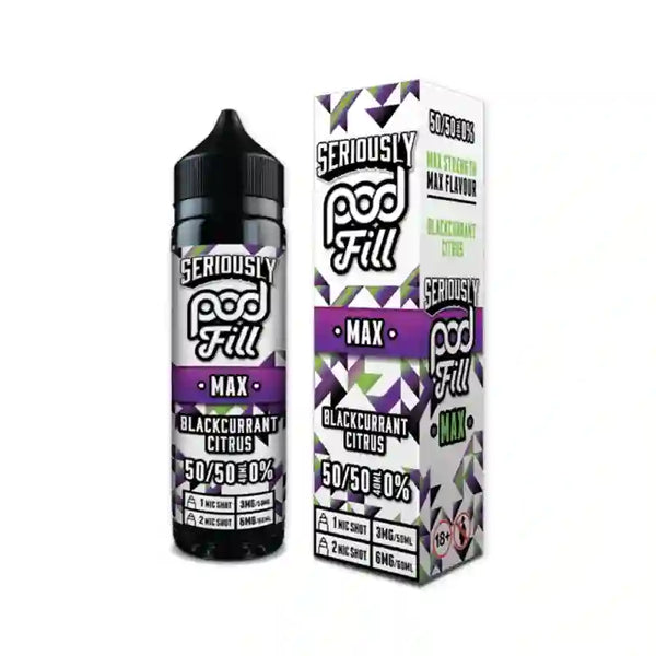 Seriously Pod Fill Max 40ml Shortfill E-Liquids Blackcurrant Citrus Vape Liquids United Kingdom
